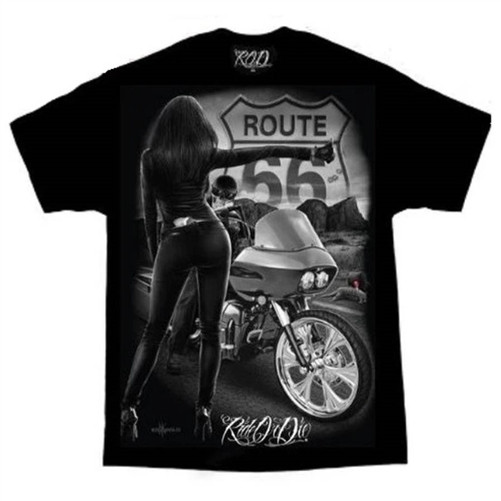 Ride or Die Route 66 Biker T-Shirt | David Gonzales Art | Leather