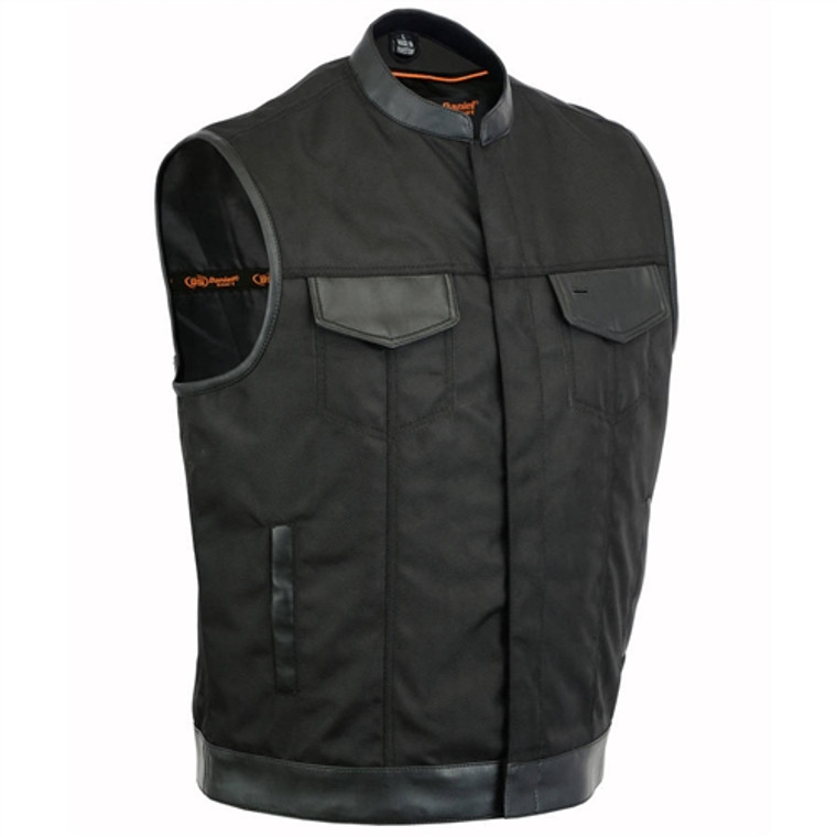 Textile & Leather Men's Motorcycle Vests, Club Style