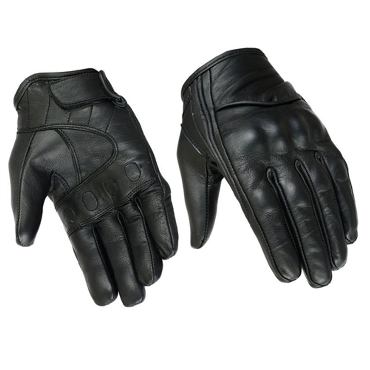 Ladies Protective Knuckle Leather Motorcycle Sport Gloves