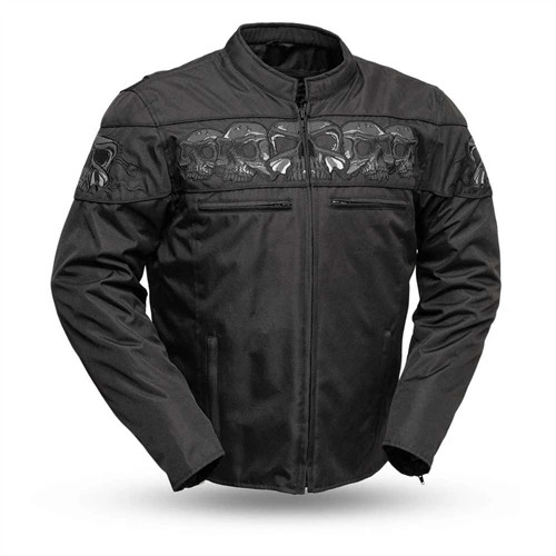 Men's Armored Textile Skull Motorcycle Jacket – Leather Bound NJ