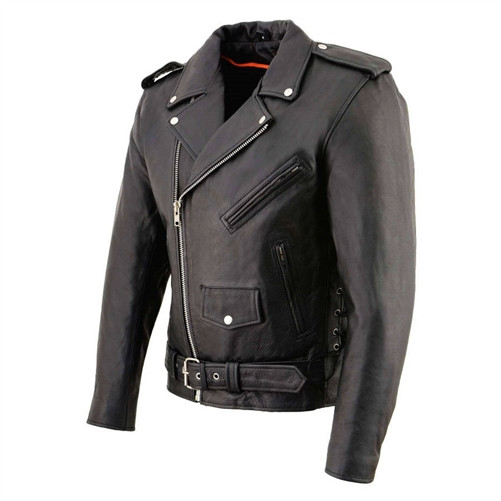 Classic Leather Motorcycle Jacket with Side Lace | Leather Bound NJ
