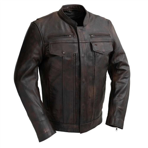 Men's Copper Leather Motorcycle Jacket | Raider | Leather Bound NJ