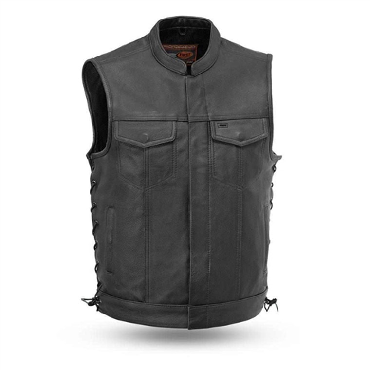 Side Lace Men's Leather Motorcycle Club Vest, First Classics Sniper