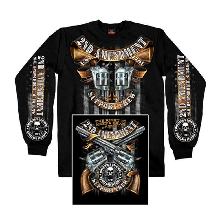 Long Sleeve Biker T-Shirt: Second Amendment Support Crew