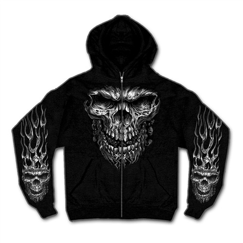 Shredder Skull Hooded Zip-Up Sweatshirt | Hot Leathers | Leather
