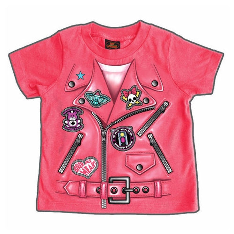 Pink Girls Motorcycle Jacket T-Shirt: Toddler Biker