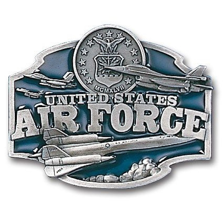 US Air Force belt buckle with eagle and shield emblem