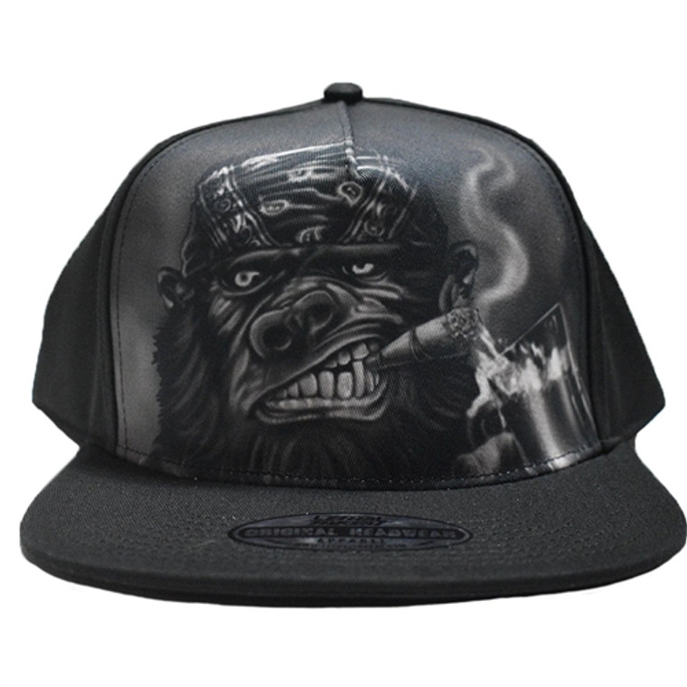 Lethal Threat, Gorilla Biker Flat Bill Hat, Snap Back