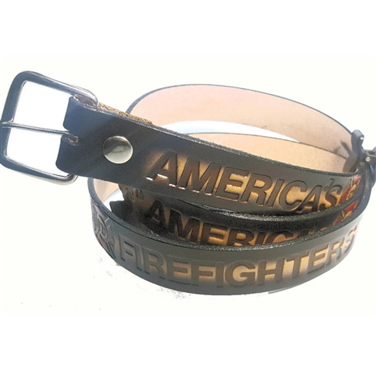 Embossed Cowhide Leather America's Fire Fighter Belt
