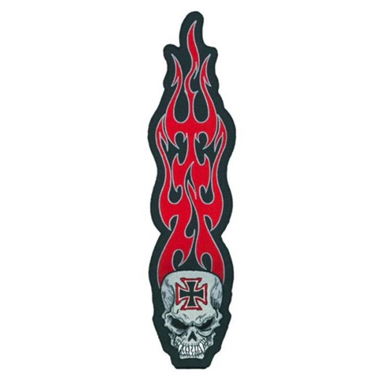 Large Red Flaming Skull Patch w/ Iron Cross by Lethal Threat