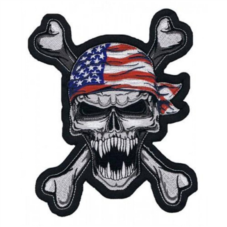 Lethal Threat Biker Patches: USA Skull & Cross Bones