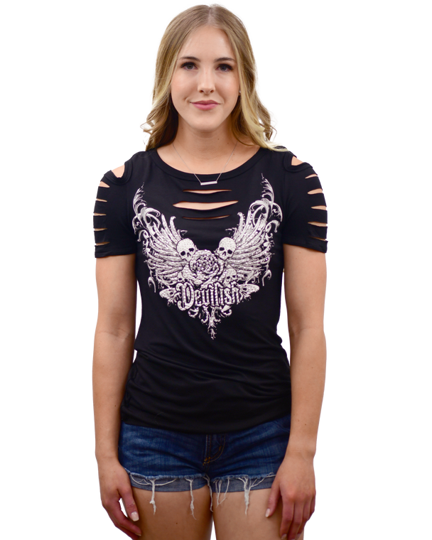 Ladies Devilish Rhinestone USA Made Shirt