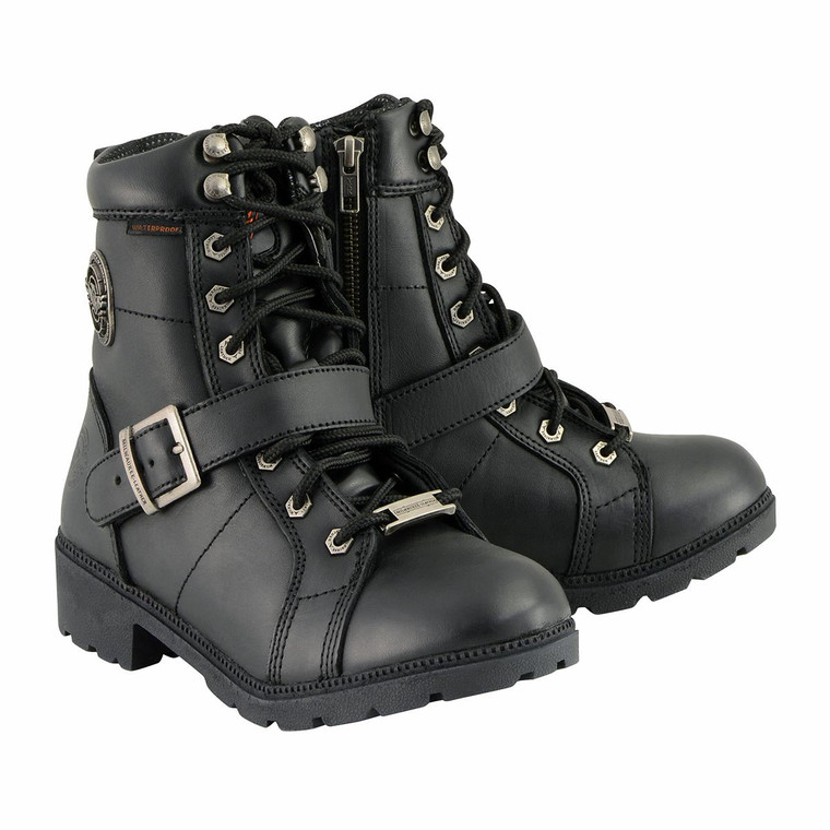 Milwaukee Leather Women's Waterproof Motorcycle Boots, Lace-Up