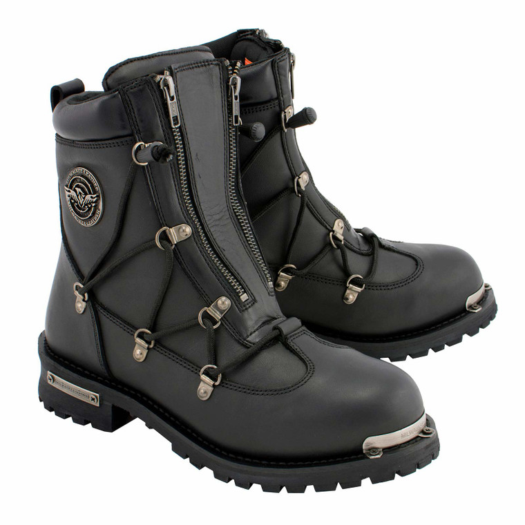 Milwaukee Leather MBM9075 Men's Black 6-inch Dual Zipper Motorcycle Boots