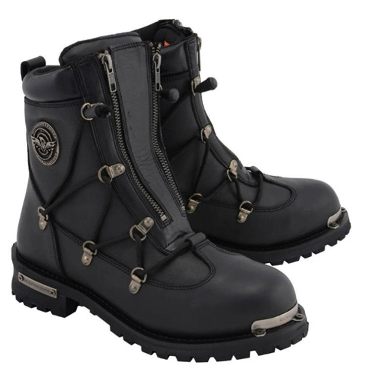 Milwaukee Leather MBM9075 Men's Black 6-inch Dual Zipper Motorcycle Boots