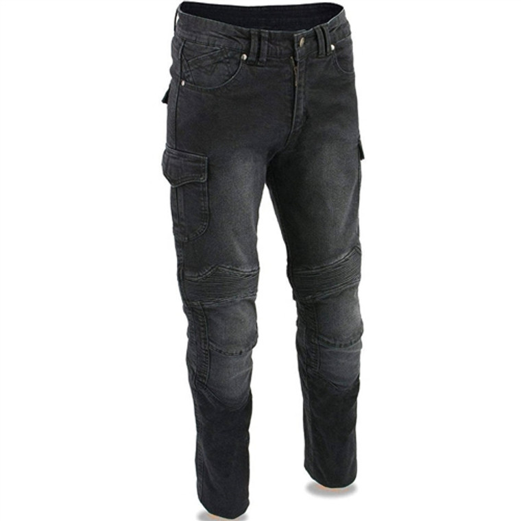 Milwaukee Men's Black Denim Armored Motorcycle Jeans