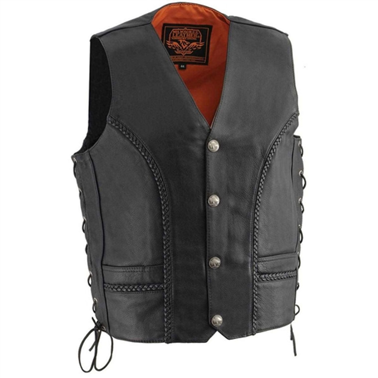 Men's Milwaukee Leather Vest: Buffalo Nickel Snaps ML1359