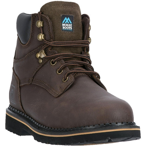 McRae Mens Ruff Rider Brown Leather Work Boots - On Clearance at