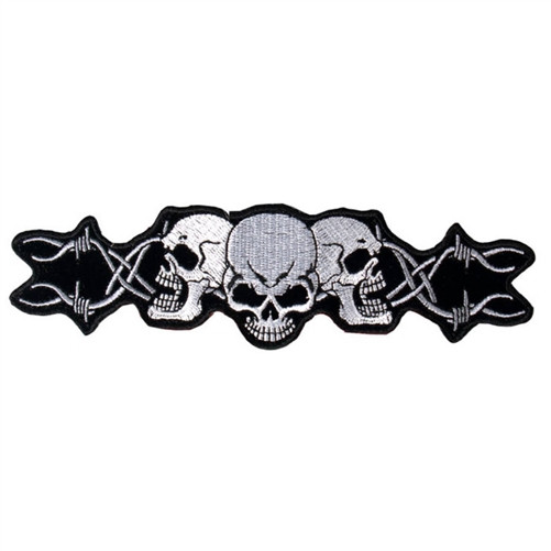 Hot Leathers Barbed Wire Skull Trio Biker Patch