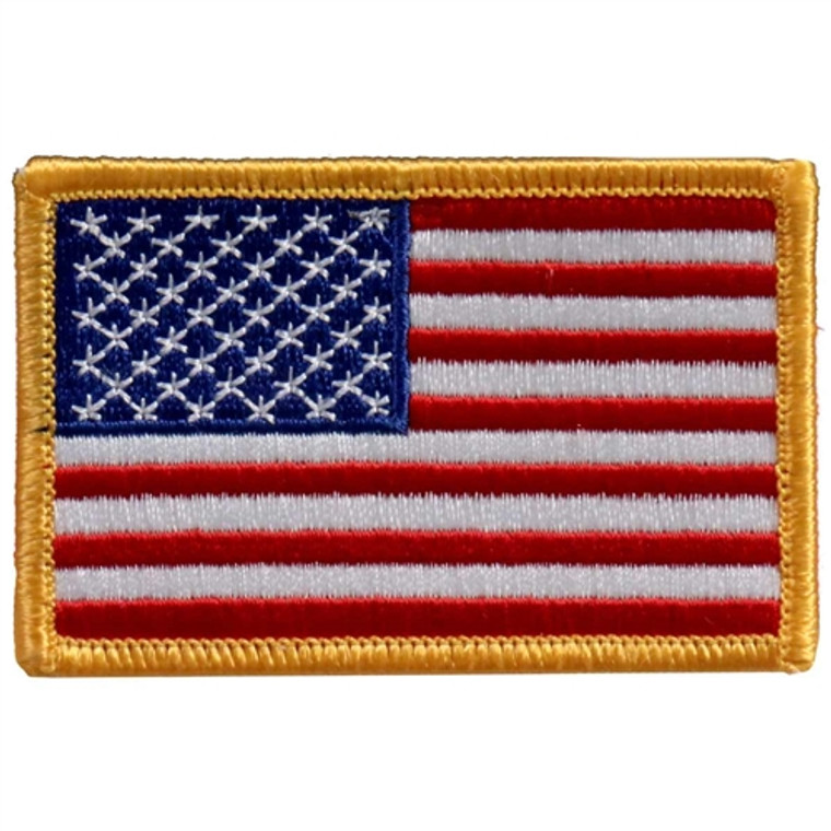 American Flag 4'' Motorcycle Patch, Gold Trim