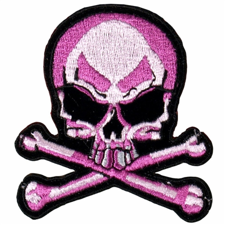 Pink Skull & Bones Ladies Biker Patch, Hot Leathers