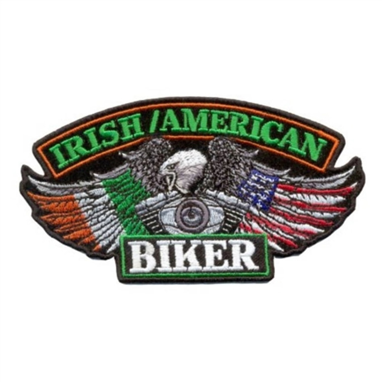 Hot Leathers Irish American Biker 5-inch Motorcycle Patch with eagle holding American and Irish flags