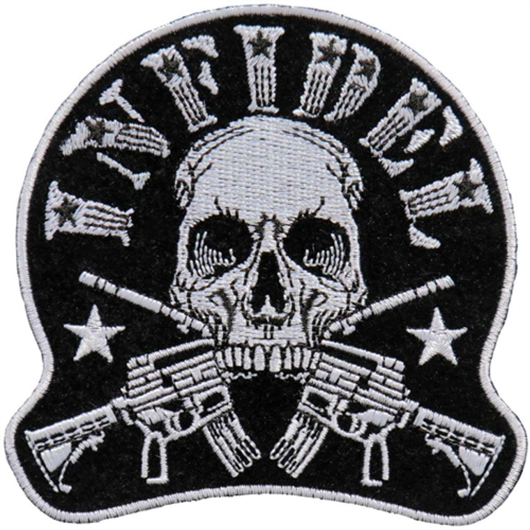 Infidel skull and guns biker patch for motorcycle vests and jackets