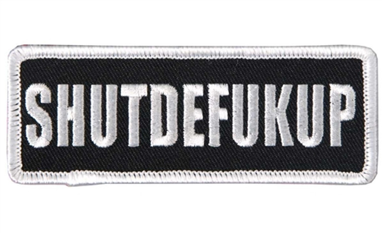 SHUTDEFUKUP Embroidered Patch, Hot Leathers