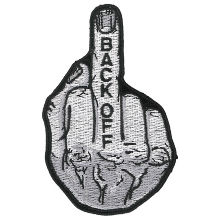 Back Off, Middle Finger Biker Patch, Hot Leathers Patches