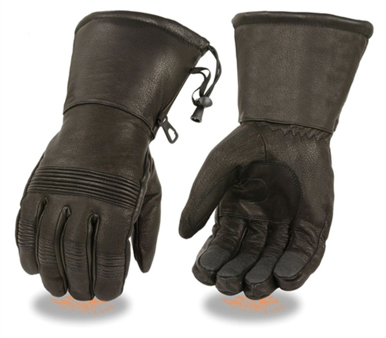 Men's Waterproof Leather Motorcycle Gauntlet Gloves for Bikers