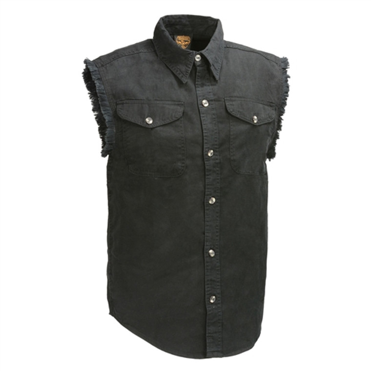 Men's Black Lightweight Sleeveless Denim Cutoff Shirt