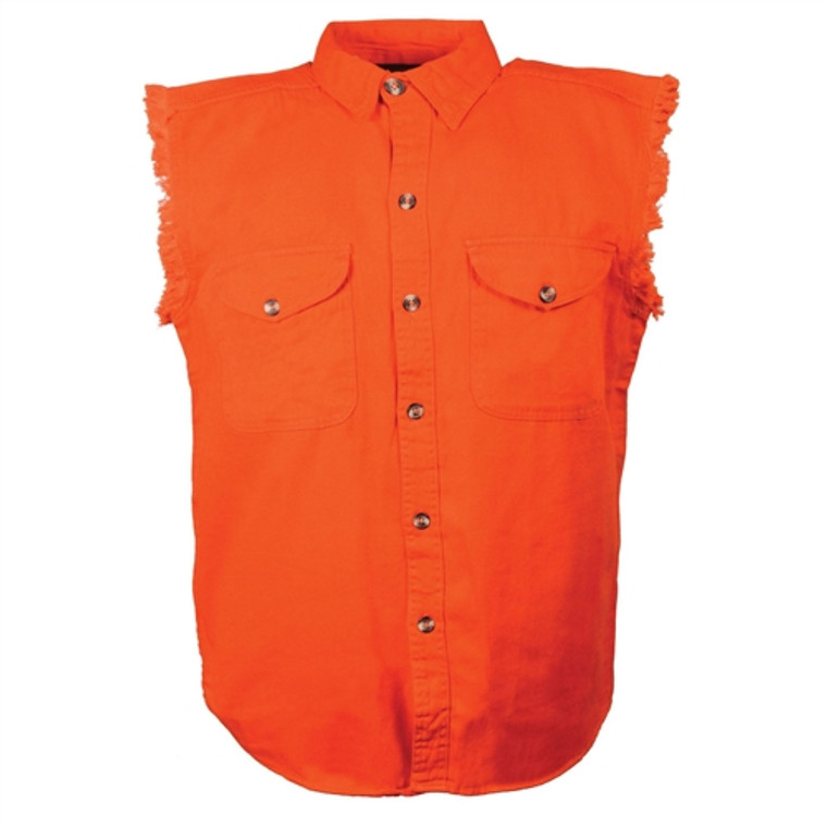 Milwaukee Denim Lightweight Orange Cutoff Motorcycle Vest