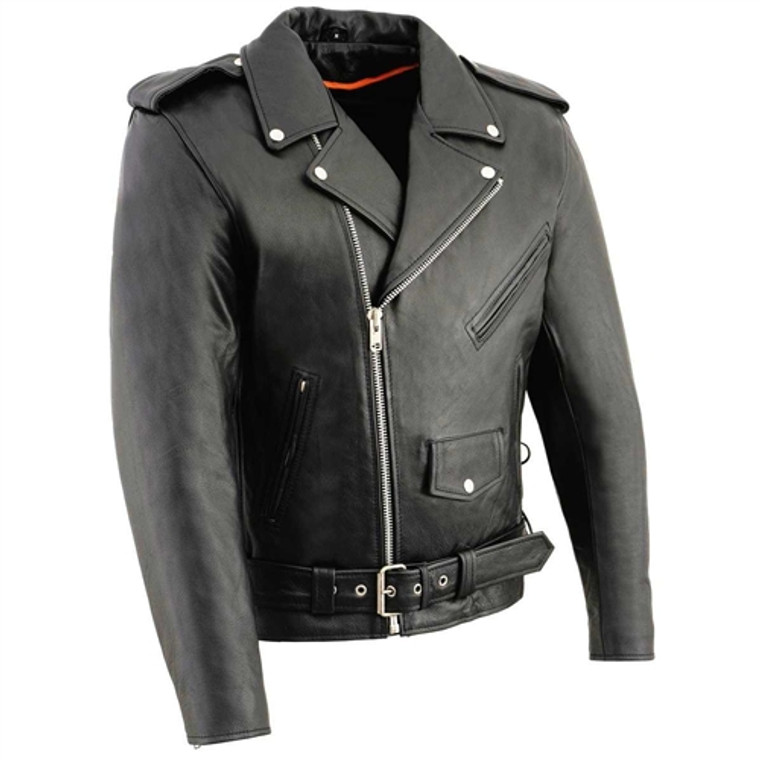 Big Men's Classic Leather Motorcycle Jacket