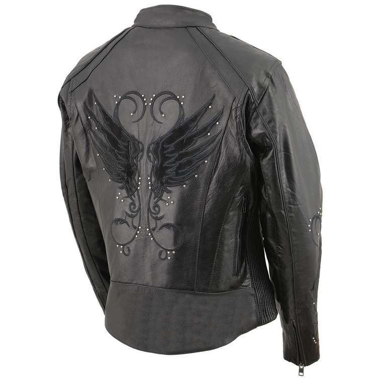 Milwaukee Leather women’s embroidered leather motorcycle jacket