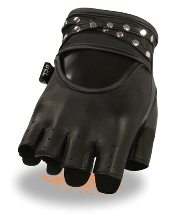 Milwaukee Leather Ladies Fingerless Motorcycle Gloves: Studded