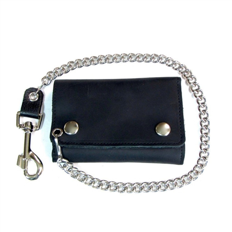 Deluxe biker chain wallet in genuine cowhide leather with detachable 12-inch chain