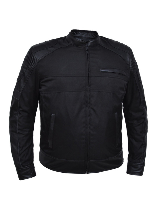 Men's Armored Motorcycle Riding Jacket w/ Leather Details