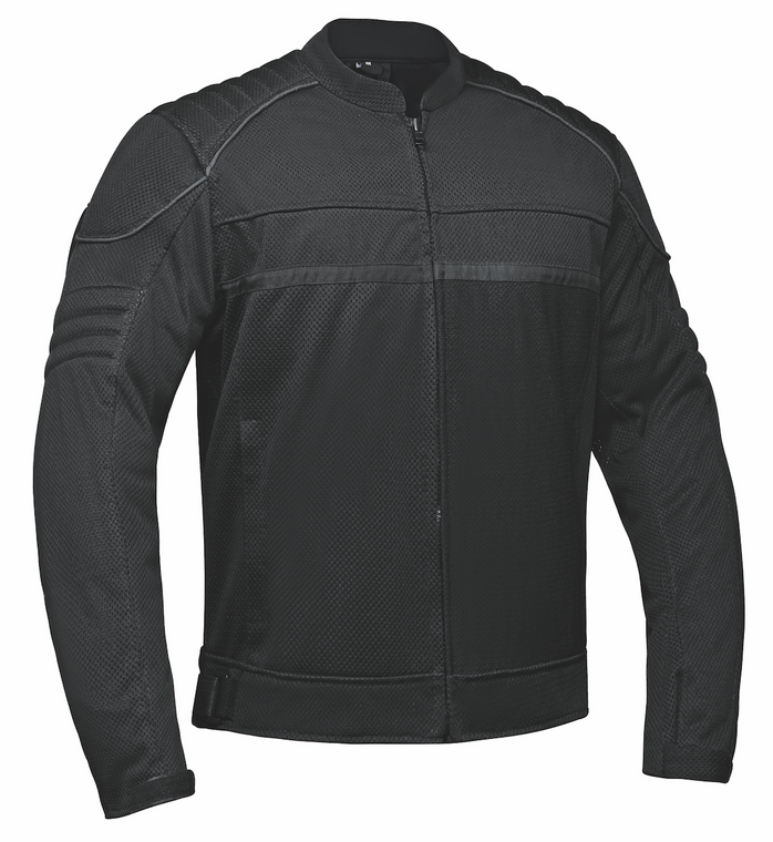 Unik Men's Mesh Armored Motorcycle Jacket front view with reflective accents