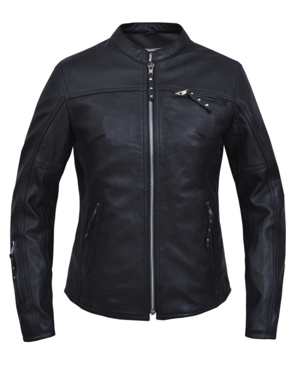 Ladies Lightweight Derringer Leather Moto Jacket