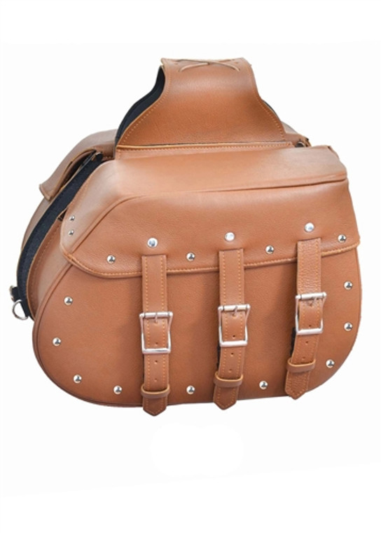 Throw Over Light Brown Leather Motorcycle Saddlebags