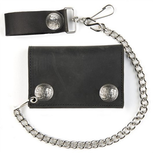 Buffalo Nickel Snap Leather Chain Wallet | USA Made | Leather Bound NJ