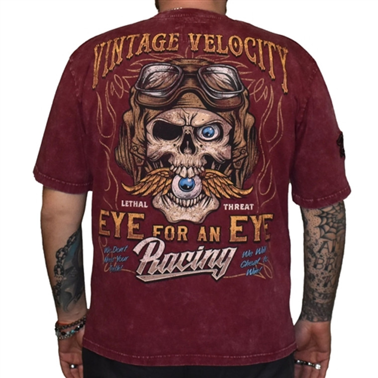 Lethal Threat Vintage Men's Biker Shirt, Mineral Washed Red