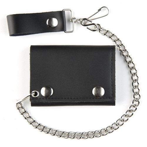 USA Made Biker Black Leather Chain Wallet | Leather Bound NJ