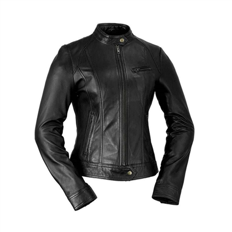 Whet Blu Women's Lambskin Racer Jacket, Lightweight Moto Style