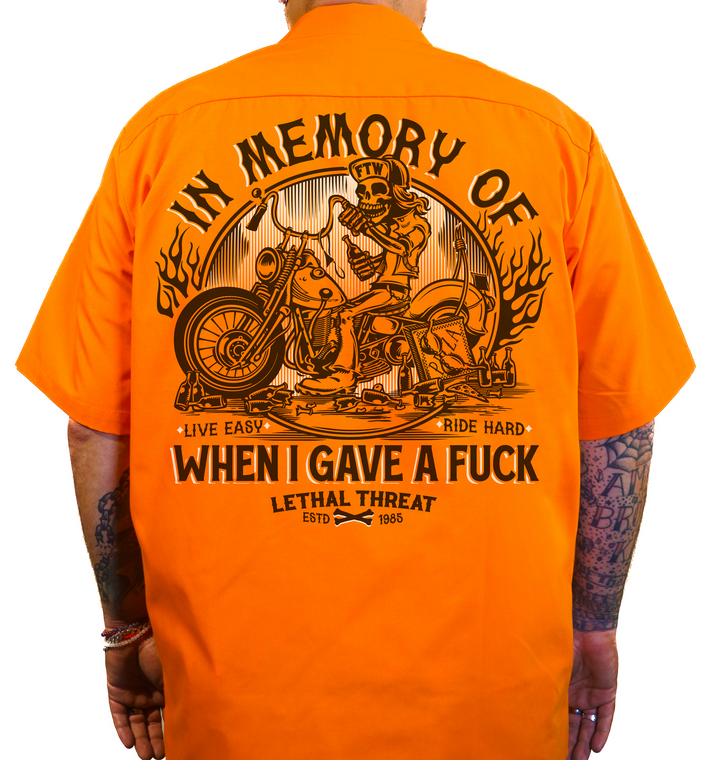 Lethal Threat Men's Motorcycle Work Shirt, In Memory
