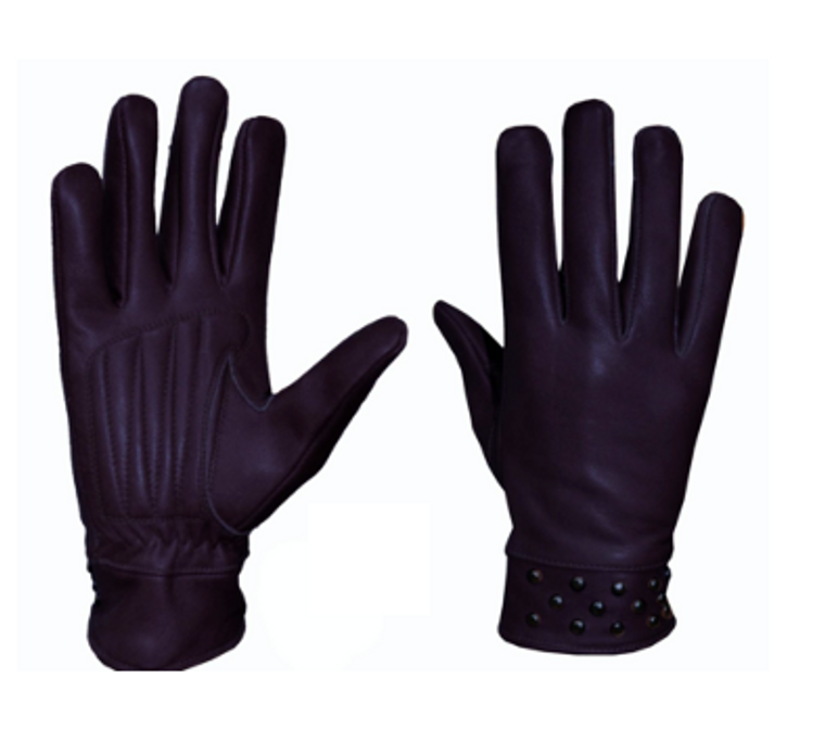 Ladies Purple Leather Motorcycle GLoves