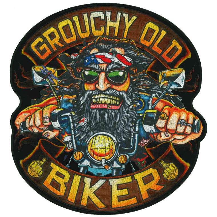 Hot Leathers Grouchy Old Biker Patch 11"