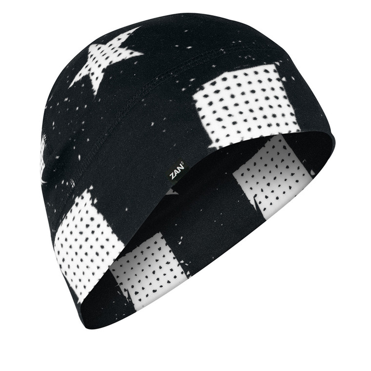 Zan Black & White Flag Beanie Hat, Helmet Liner