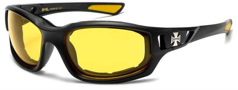 Wide lens padded yellow biker glasses with foam padding for night riding Wide lens padded yellow biker glasses with foam padding for night riding