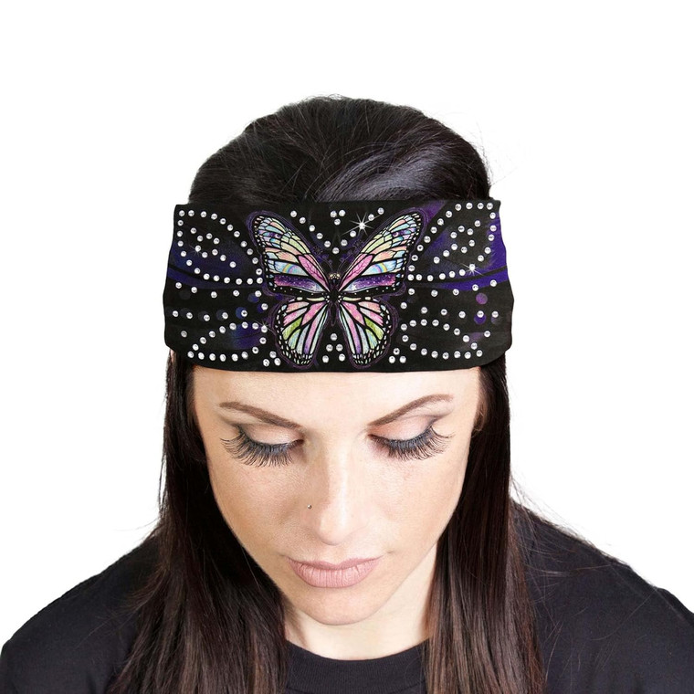 Butterfly Bling Biker Headband – Black Headband with Rhinestone Butterfly Design Butterfly Bling Biker Headband – Black Headband with Rhinestone Butterfly Design